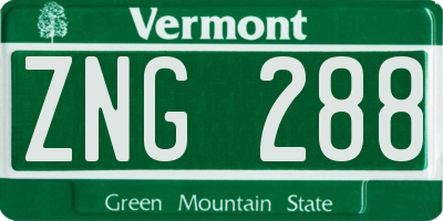 VT license plate ZNG288