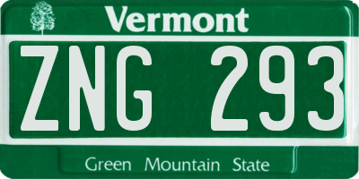 VT license plate ZNG293