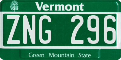 VT license plate ZNG296