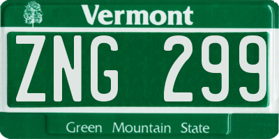 VT license plate ZNG299