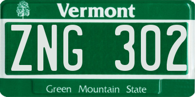 VT license plate ZNG302