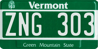VT license plate ZNG303