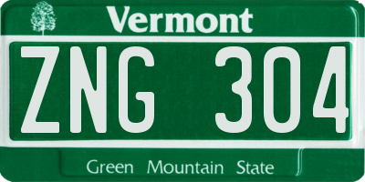 VT license plate ZNG304