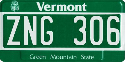 VT license plate ZNG306