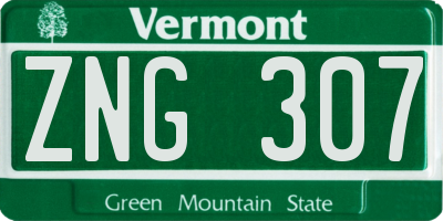 VT license plate ZNG307