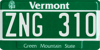 VT license plate ZNG310