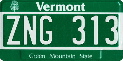 VT license plate ZNG313