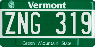 VT license plate ZNG319