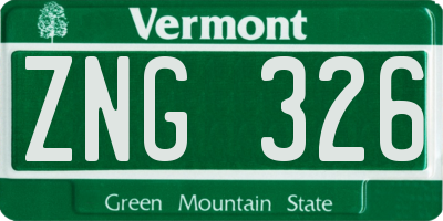 VT license plate ZNG326