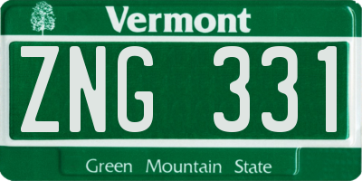 VT license plate ZNG331