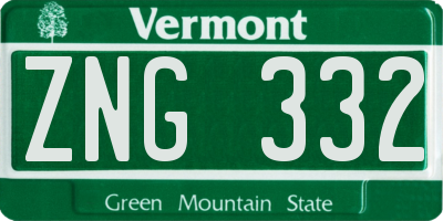 VT license plate ZNG332