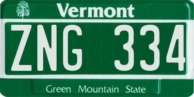 VT license plate ZNG334