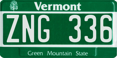 VT license plate ZNG336