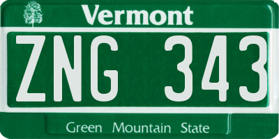 VT license plate ZNG343