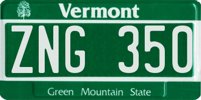 VT license plate ZNG350
