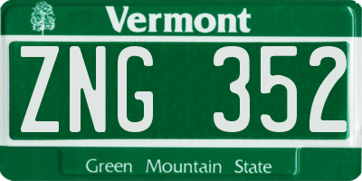 VT license plate ZNG352
