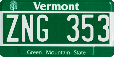 VT license plate ZNG353