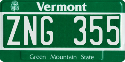 VT license plate ZNG355