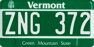 VT license plate ZNG372