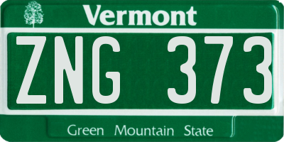 VT license plate ZNG373