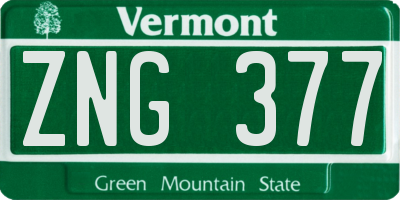 VT license plate ZNG377