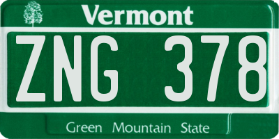 VT license plate ZNG378