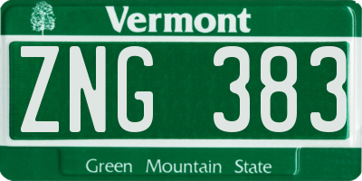 VT license plate ZNG383