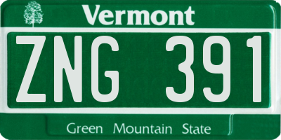 VT license plate ZNG391