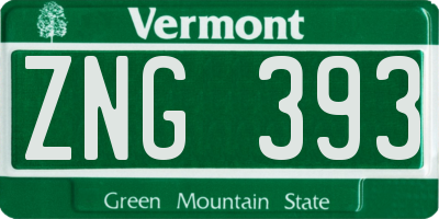 VT license plate ZNG393