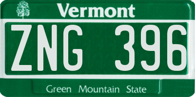 VT license plate ZNG396