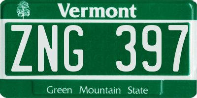 VT license plate ZNG397