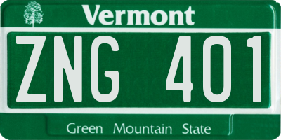 VT license plate ZNG401