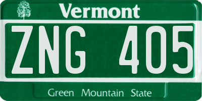VT license plate ZNG405