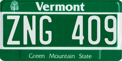 VT license plate ZNG409