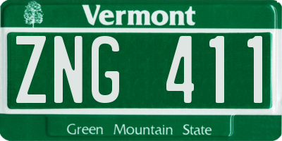 VT license plate ZNG411