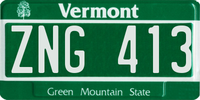 VT license plate ZNG413