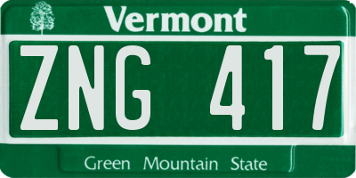 VT license plate ZNG417