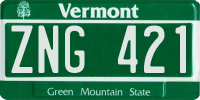 VT license plate ZNG421