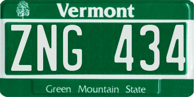 VT license plate ZNG434