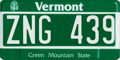 VT license plate ZNG439
