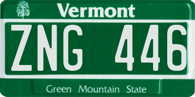 VT license plate ZNG446