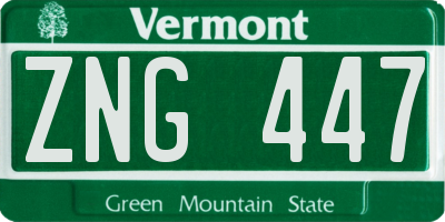 VT license plate ZNG447