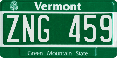 VT license plate ZNG459
