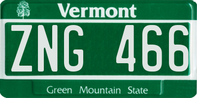VT license plate ZNG466