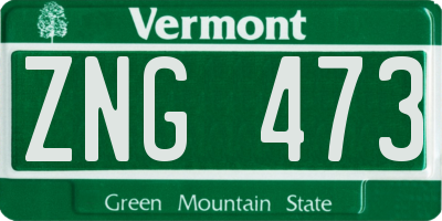 VT license plate ZNG473