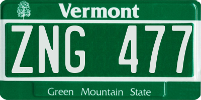VT license plate ZNG477