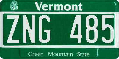 VT license plate ZNG485