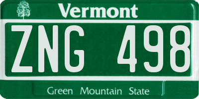 VT license plate ZNG498