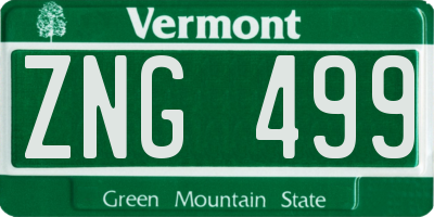 VT license plate ZNG499