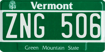 VT license plate ZNG506
